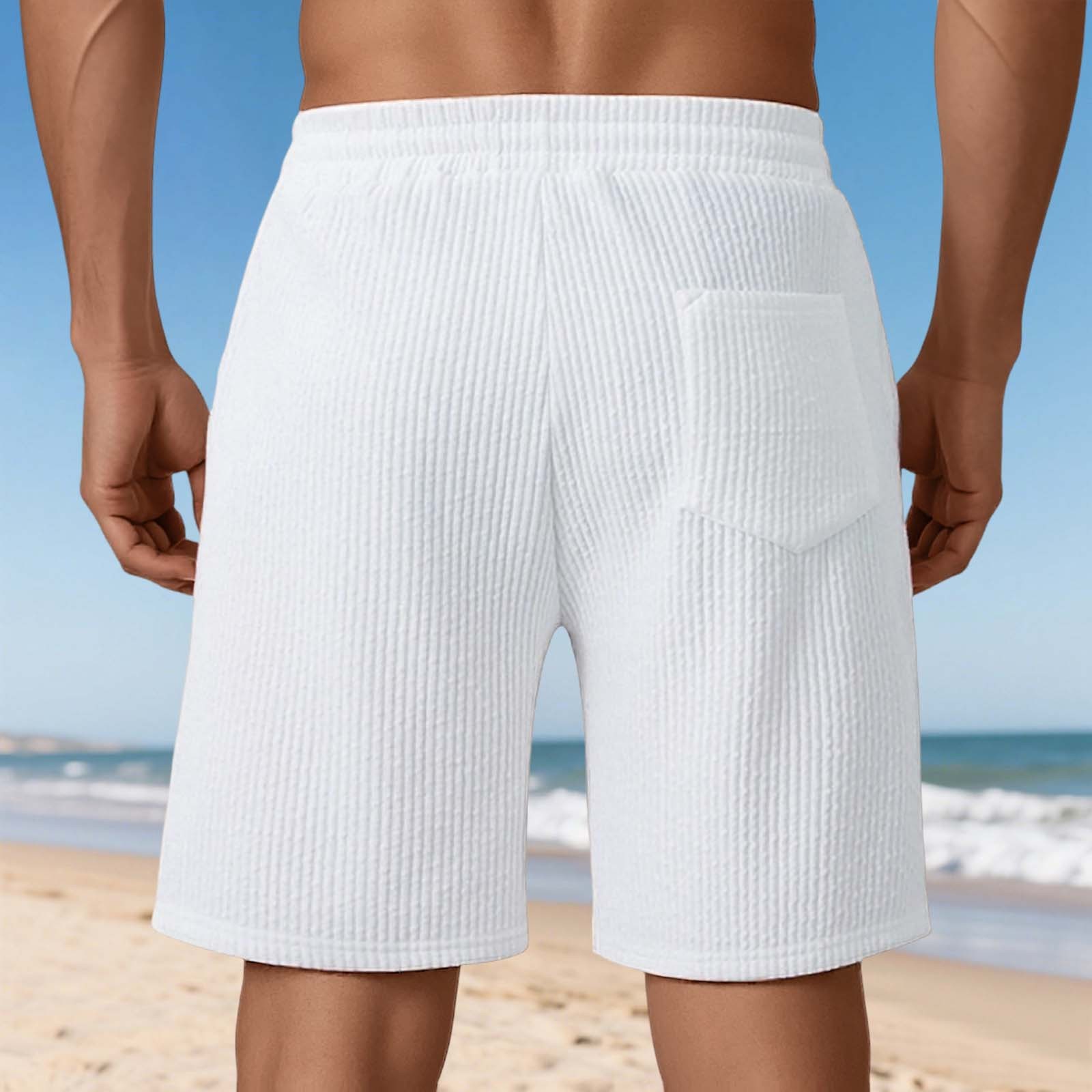 thumbnail image 5 of Pantalones cortos deportivos casuales de jacquard europeos nuevos para hombre - Pantalones cortos de playa holgados y elásticos para actividades al aire libre, 5 of 8